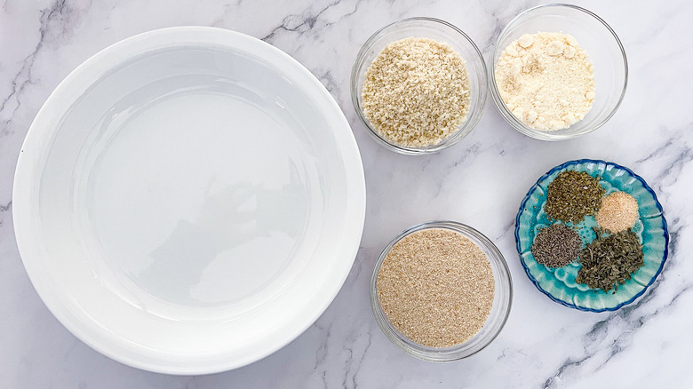 breadcrumbs in bowls 