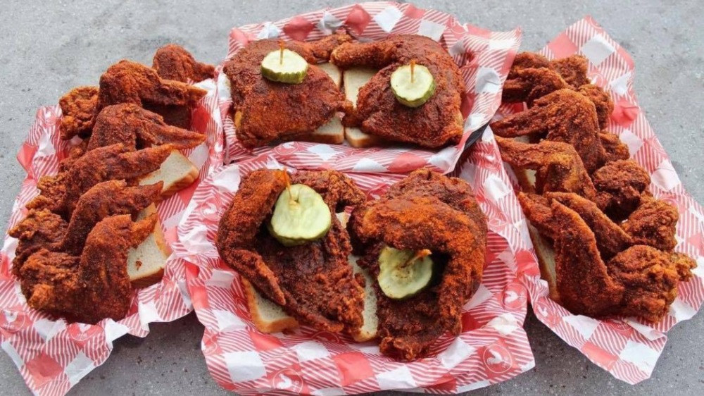 Hattie B's baskets of Nashville hot chicken 