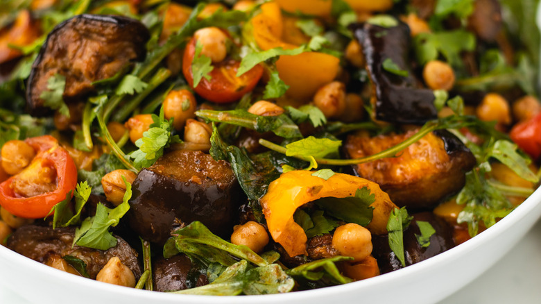 Close up of roasted vegetable salad