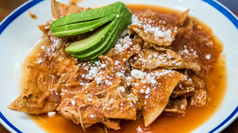 Chilaquiles with avocado