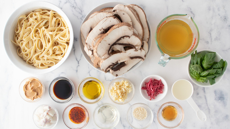 noodles mushrooms and seasonings