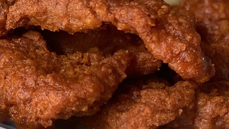 Close-up of Nashville hot chicken crisper pile