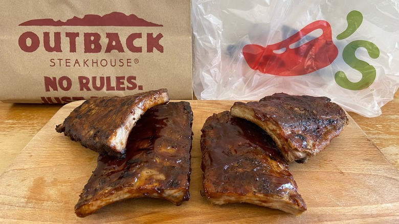 ribs with bags from restaurants