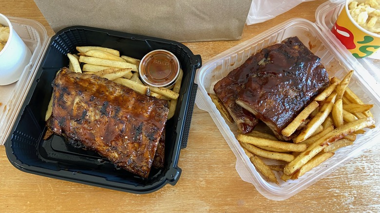 top-down view of takeout containers