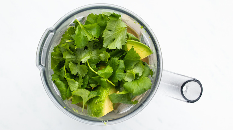 avocado soup ingredients in blender