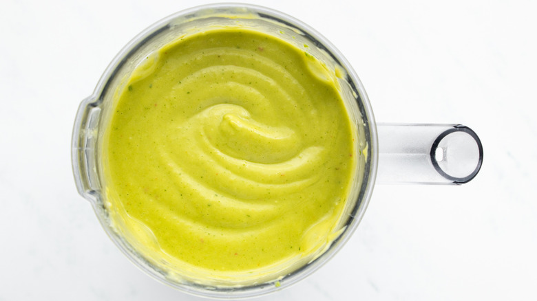 Avocado soup in blender