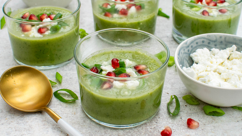 melon and cucumber soup in glasses