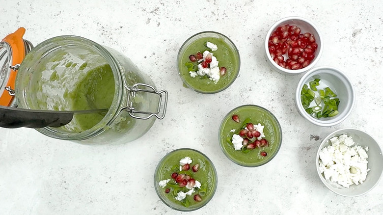 serving cucumber melon soup