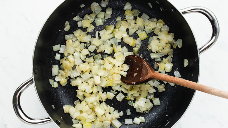 frying onion in skillet