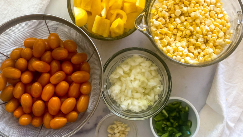 Diced onion, peppers, and veggies