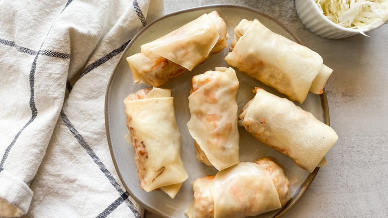 egg rolls on plate