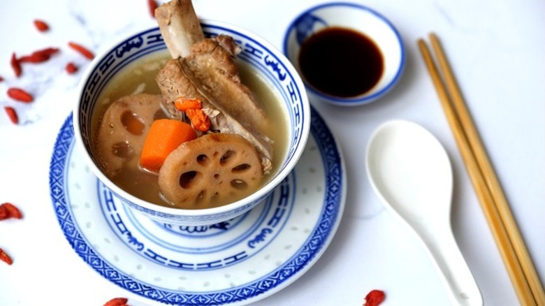 lotus root soup in bowl