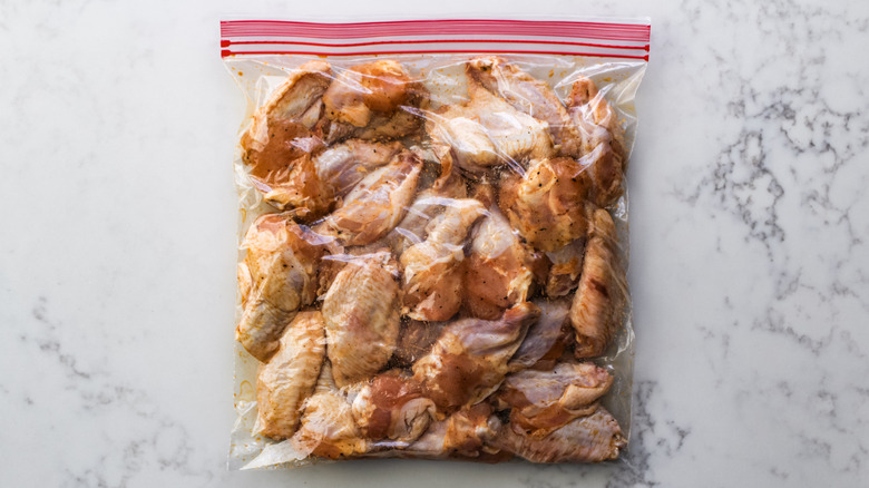 marinating wings sealed in bag