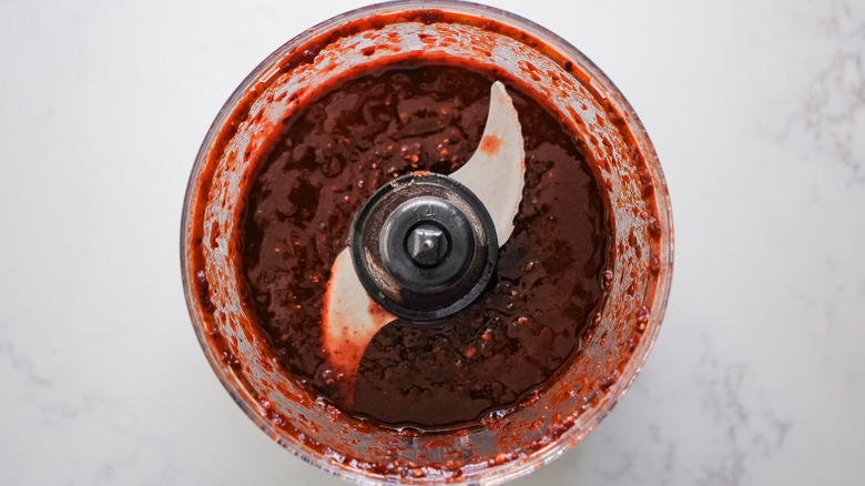 chipotle berry sauce in processor