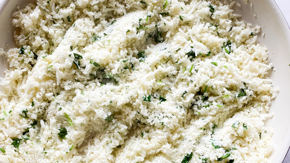 close up of riced cauliflower