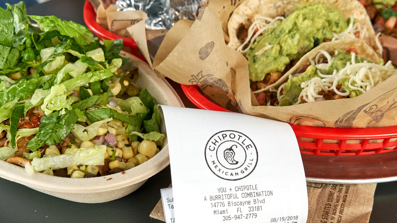 Chipotle dishes, topped with guacamole