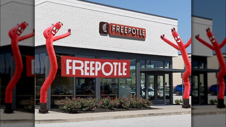 Promotional inflatables outside of Chipotle