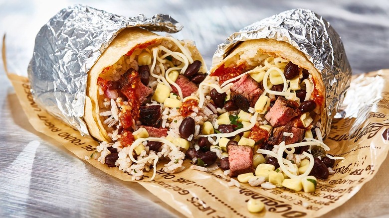 chipotle burrito cut in half