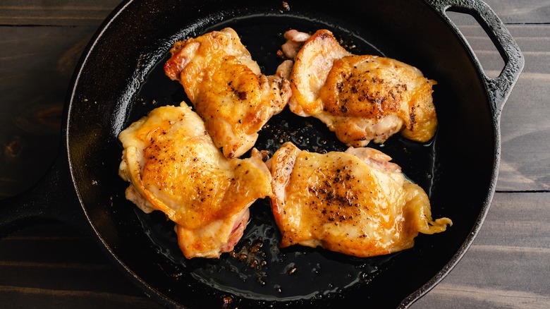 chicken thighs in cast iron skillet