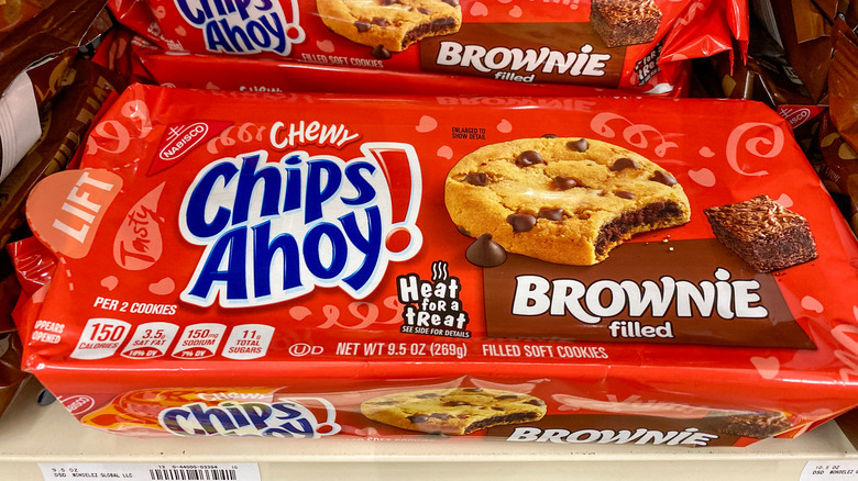 A package of Chips Ahoy Chewy Brownie Filled cookies