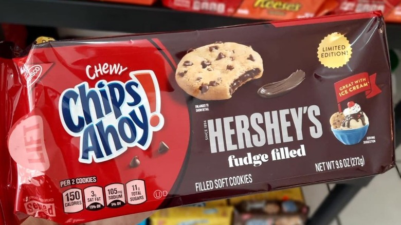 A package of Chips Ahoy Hershey's Fudge Filled cookies