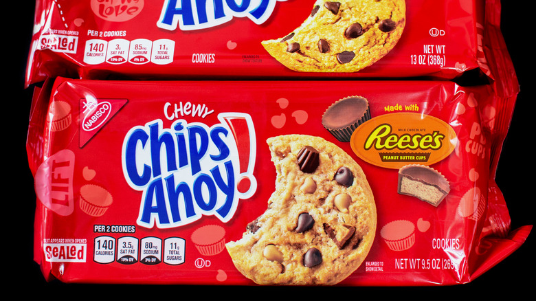 A package of Chips Ahoy chewy cookies made with Reese's Peanut Butter Cups