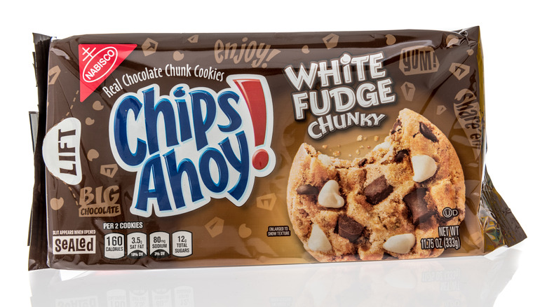 A package of Chips Ahoy White Fudge Chunky cookies