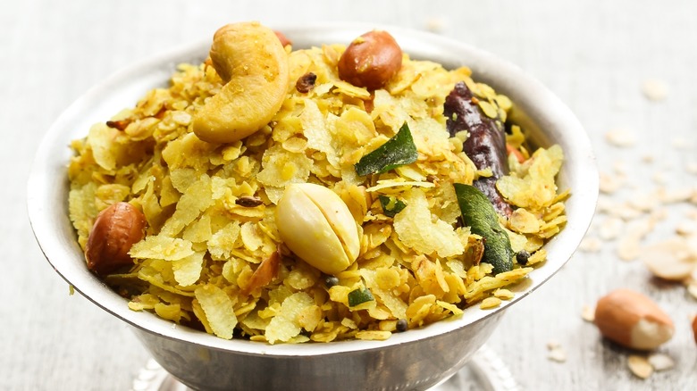 Chivda snack mix with nuts