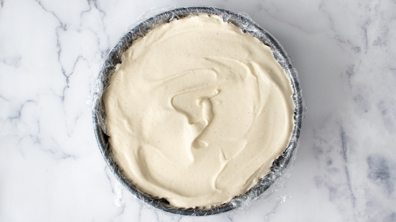 pan with vanilla ice cream