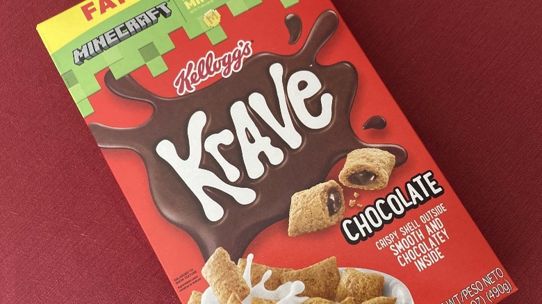 krave cereal box on tabletop