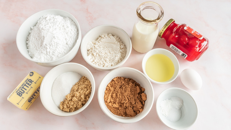 ingredients for chocolate cherry cupcakes