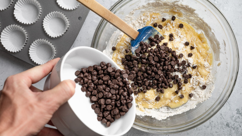 chocolate chips in batter