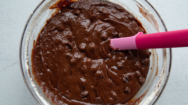 brownie batter with whisk