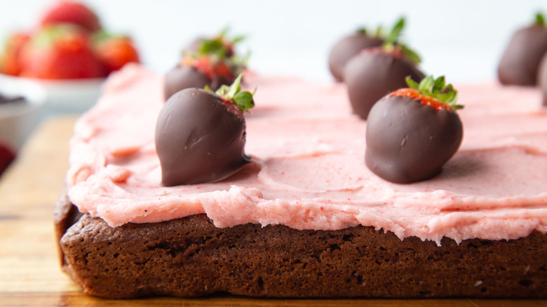 chocolate-covered strawberry frosted brownies