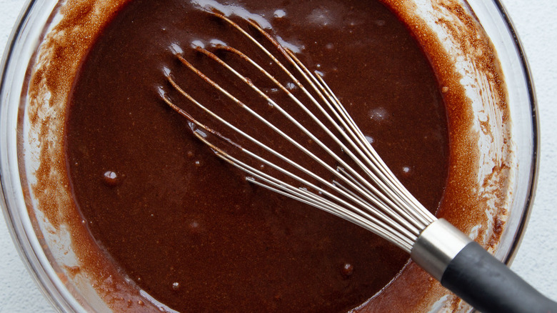 melted chocolate mixture and whisk