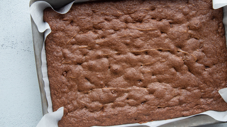 baked brownies in pan