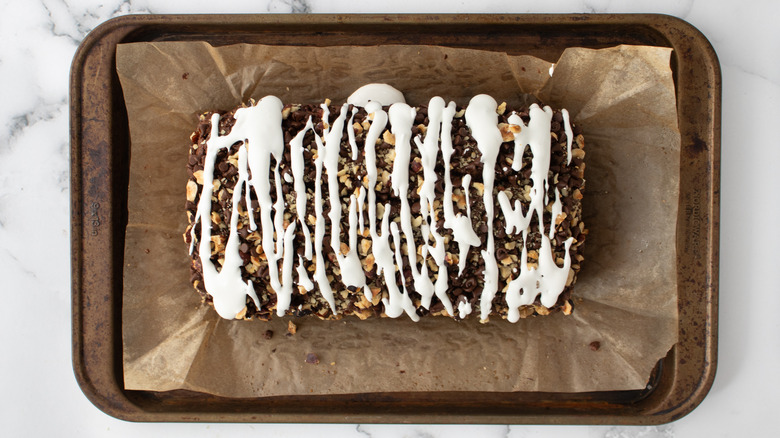 chocolate hazelnut loaf with drizzle