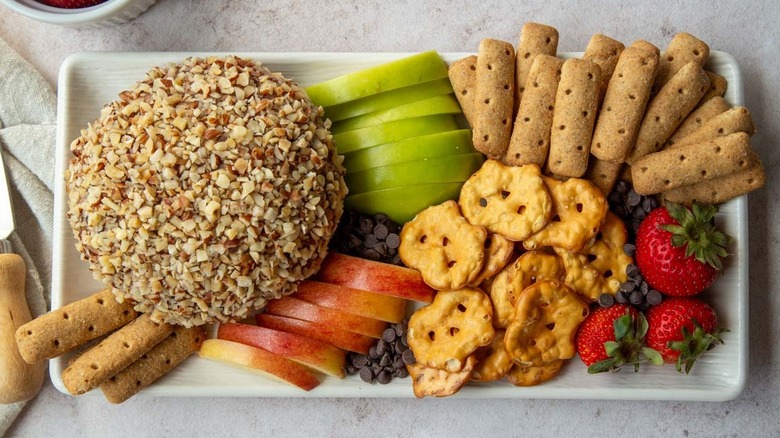 hazelnut cheese ball with garnishes