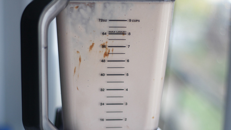 chocolate milkshake in blender