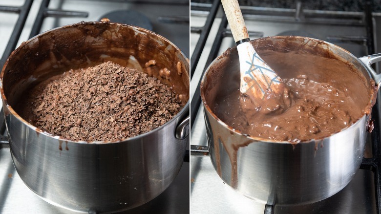 melting chocolate for chocolate risotto