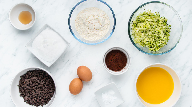 ingredients for chocolate zucchini cake