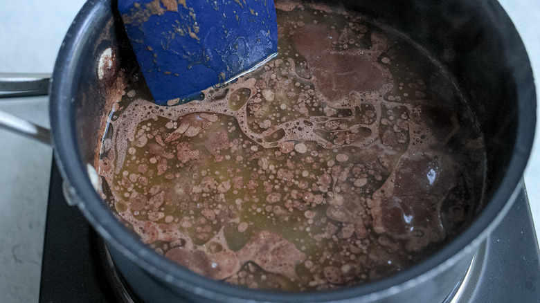 liquid mixture in a pot 