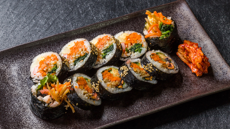 Rolls of Korean kimbap