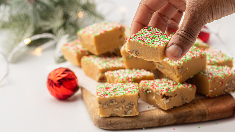 sprinkled pecan fudge squares