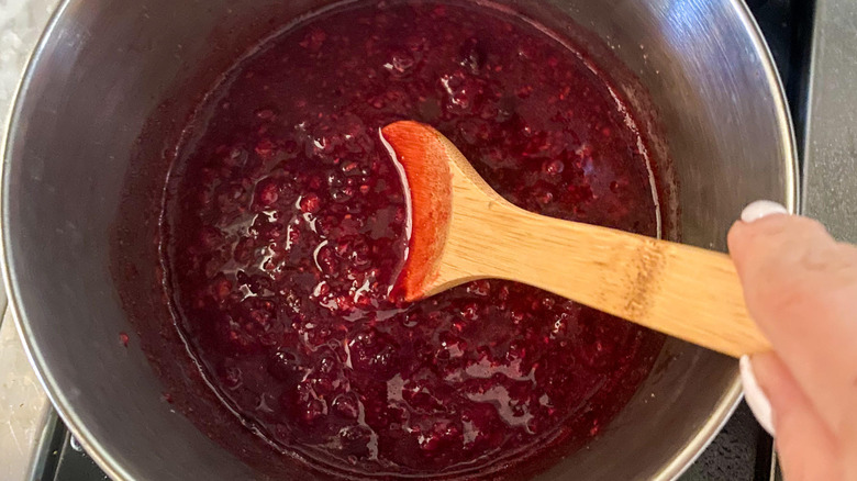 raspberries in a pot 