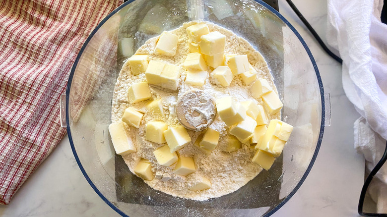 flour and butter in mixer