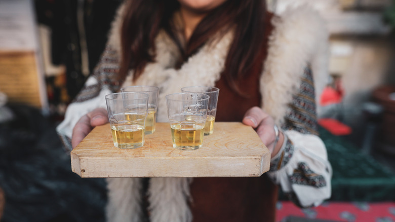 tray with local spirits