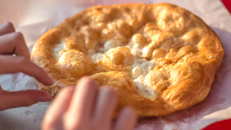 Langos deep-fried pastry Hungary