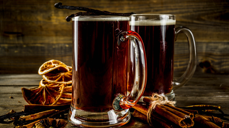 mulled beer in mugs