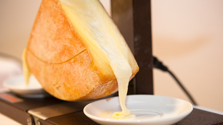 Raclette melting cheese